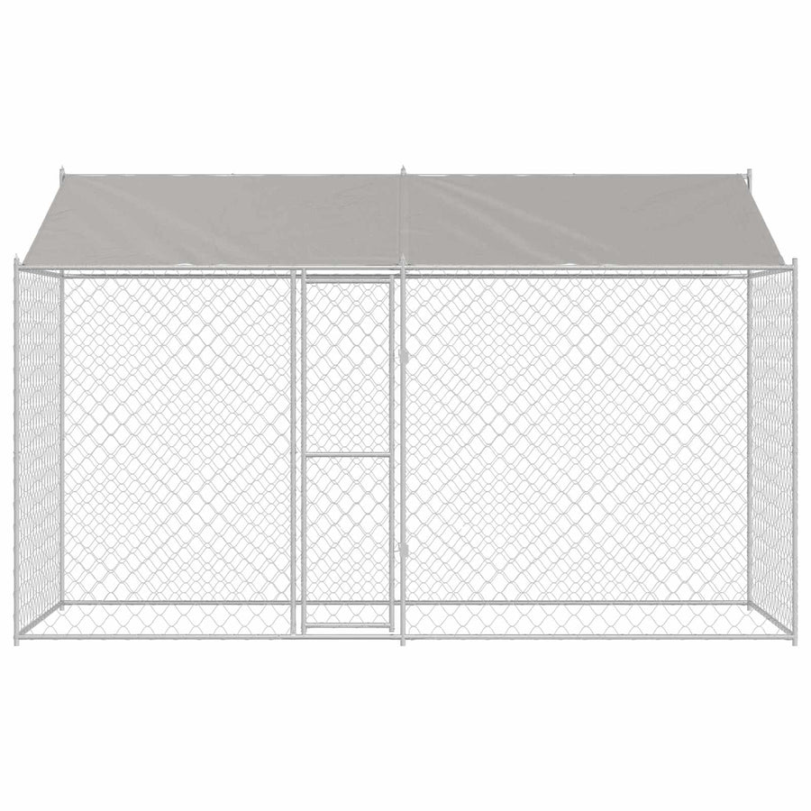 Dog Cage with Roof Silver 400 x 200 x 256 cm Steel and PE