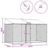 Dog Cage with Roof Silver 400 x 200 x 256 cm Steel and PE - Rear View