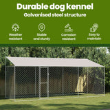 Dog Cage with Roof Silver 600 x 200 x 256 cm Steel and PE - Close-Up Angle