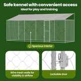 Dog Cage with Roof Silver 600 x 200 x 256 cm Steel and PE - Low Angle