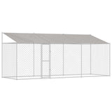 Dog Cage with Roof Silver 600 x 200 x 256 cm Steel and PE