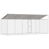 Dog Cage with Roof Silver 600 x 200 x 256 cm Steel and PE - 45-Degree Angle
