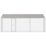 Dog Cage with Roof Silver 600 x 200 x 256 cm Steel and PE - Side View