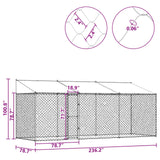Dog Cage with Roof Silver 600 x 200 x 256 cm Steel and PE - Rear View