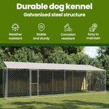 Dog Cage with Roof Silver 800 x 200 x 256 cm Steel and PE - Close-Up Angle