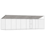 Dog Cage with Roof Silver 800 x 200 x 256 cm Steel and PE - 45-Degree Angle