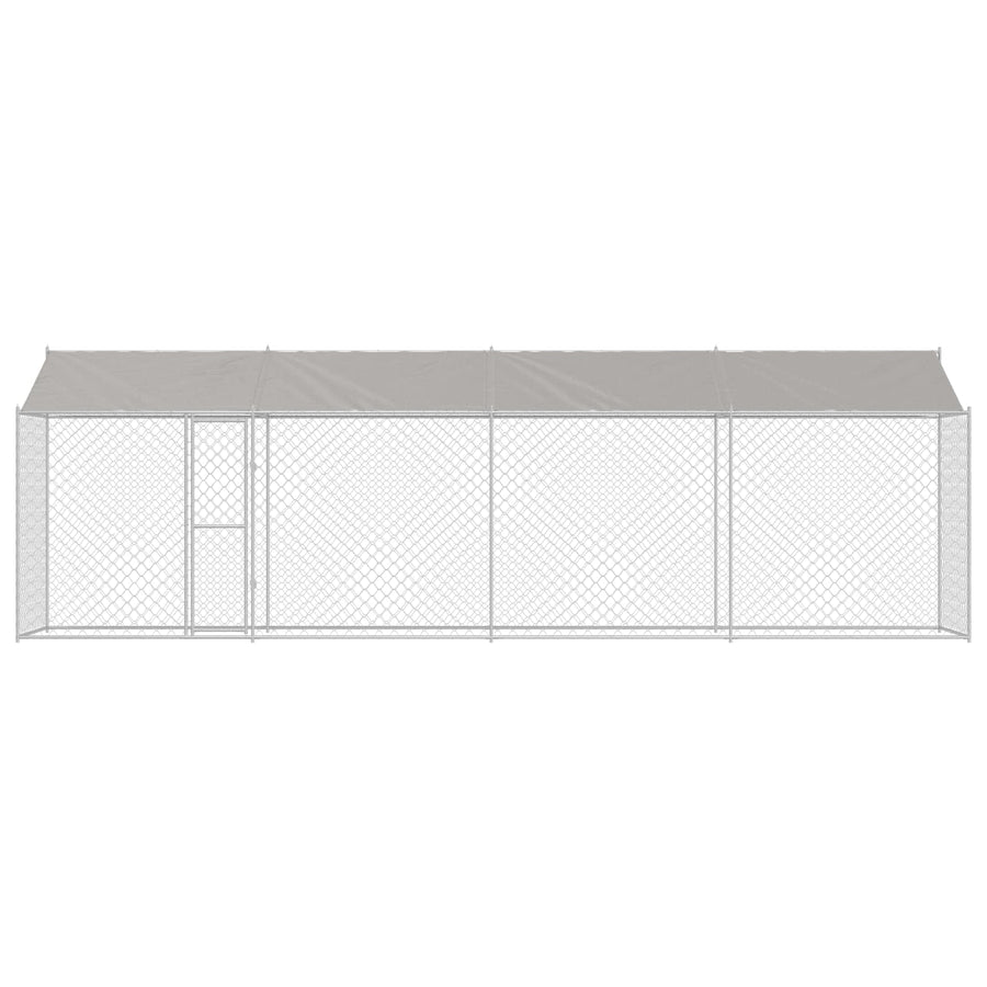 Dog Cage with Roof Silver 800 x 200 x 256 cm Steel and PE