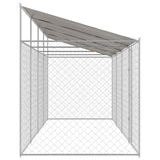 Dog Cage with Roof Silver 800 x 200 x 256 cm Steel and PE - Top-Down View