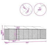 Dog Cage with Roof Silver 800 x 200 x 256 cm Steel and PE