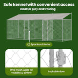 Dog Cage with Roof Silver 600 x 200 x 256 cm Steel and PE - Low Angle