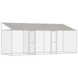 Dog Cage with Roof Silver 600 x 200 x 256 cm Steel and PE