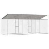 Dog Cage with Roof Silver 600 x 200 x 256 cm Steel and PE - 45-Degree Angle