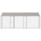 Dog Cage with Roof Silver 600 x 200 x 256 cm Steel and PE