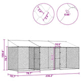 Dog Cage with Roof Silver 600 x 200 x 256 cm Steel and PE