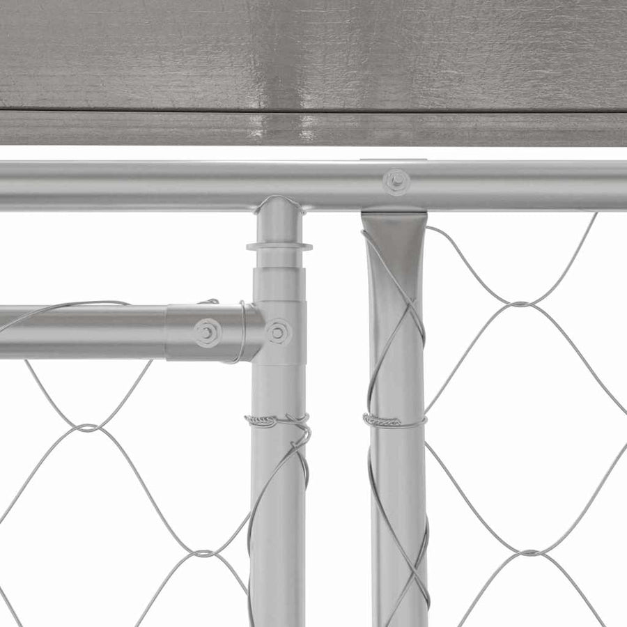 Dog Cage with Roof Silver 800 x 200 x 256 cm Steel and PE