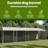 Dog Cage with Roof Silver 800 x 200 x 256 cm Steel and PE - Close-Up Angle