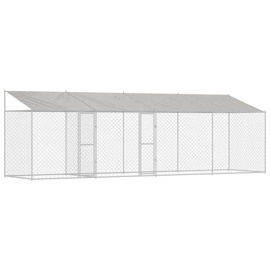 Dog Cage with Roof Silver 800 x 200 x 256 cm Steel and PE