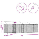Dog Cage with Roof Silver 800 x 200 x 256 cm Steel and PE