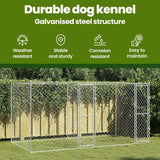 Dog Cage Silver 400 x 200 x 200 cm Galvanised Steel - Close-Up Angle