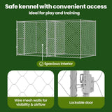 Dog Cage Silver 400 x 200 x 200 cm Galvanised Steel - Low Angle