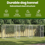 Dog Cage Silver 600 x 200 x 200 cm Galvanised Steel - Close-Up Angle