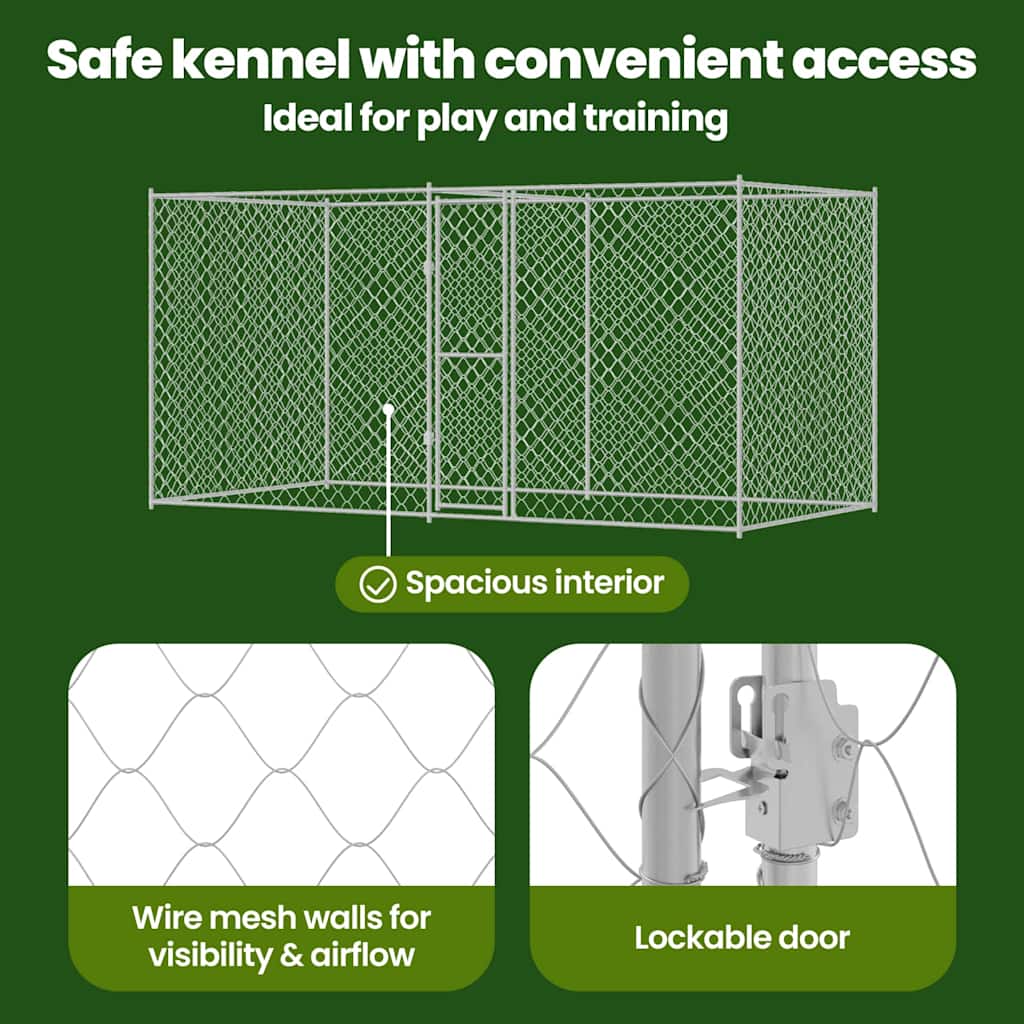 Dog Cage Silver 400 x 200 x 200 cm Galvanised Steel