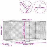 Dog Cage Silver 400 x 200 x 200 cm Galvanised Steel - Extra Image