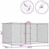 Dog Cage Silver 400 x 200 x 200 cm Galvanised Steel - Rear View