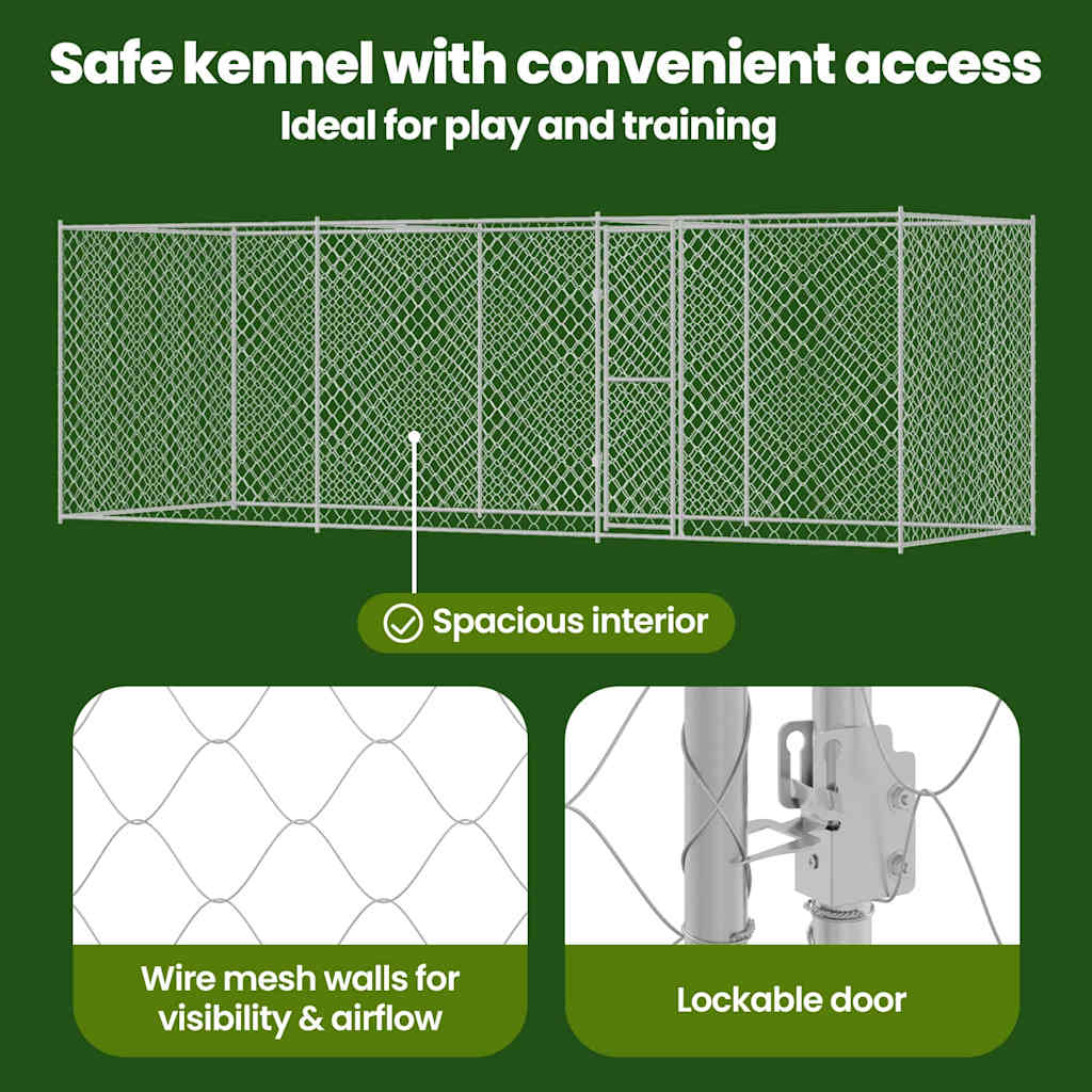 Dog Cage Silver 600 x 200 x 200 cm Galvanised Steel