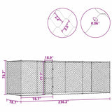Dog Cage Silver 600 x 200 x 200 cm Galvanised Steel - Rear View
