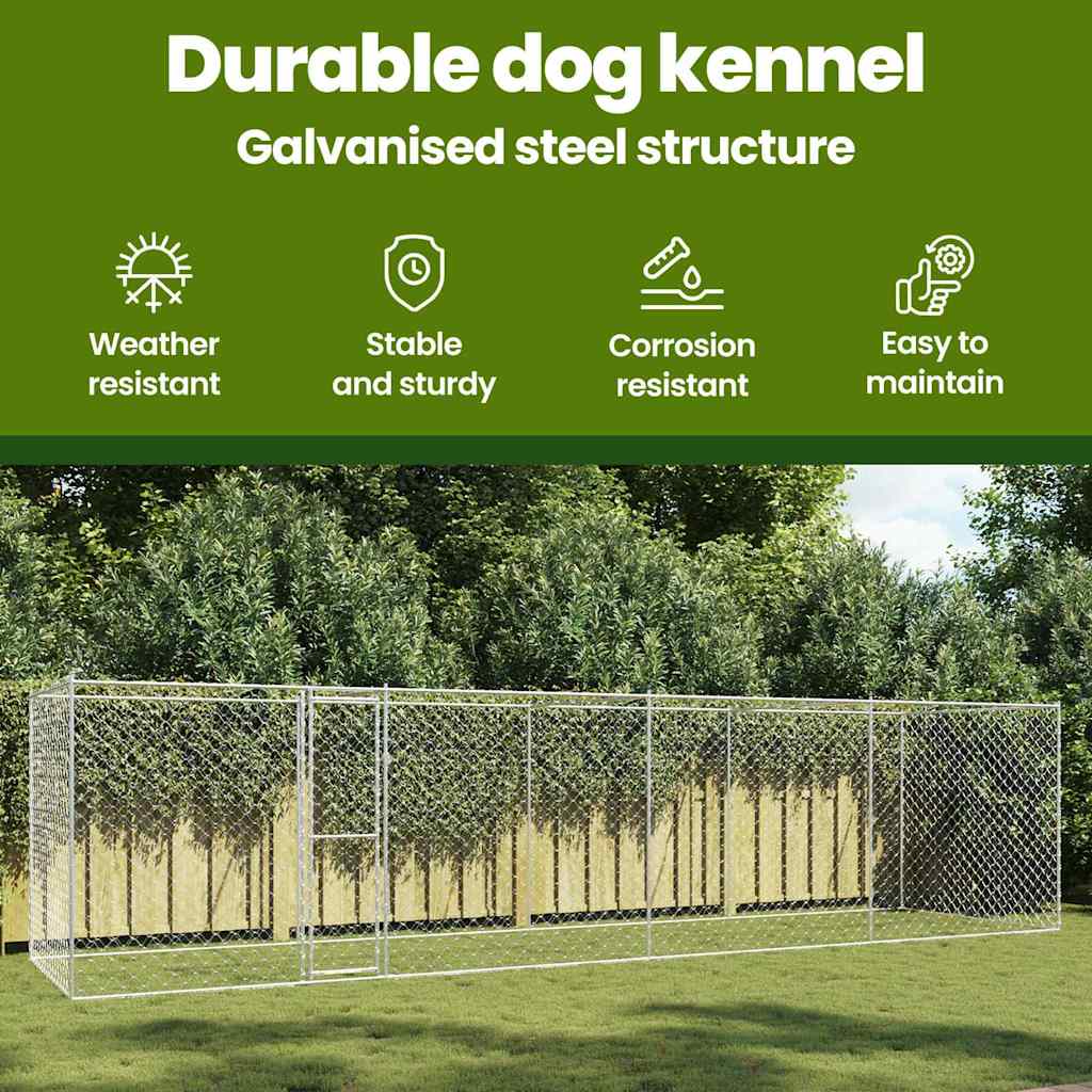 Dog Cage Silver 800 x 200 x 200 cm Galvanised Steel