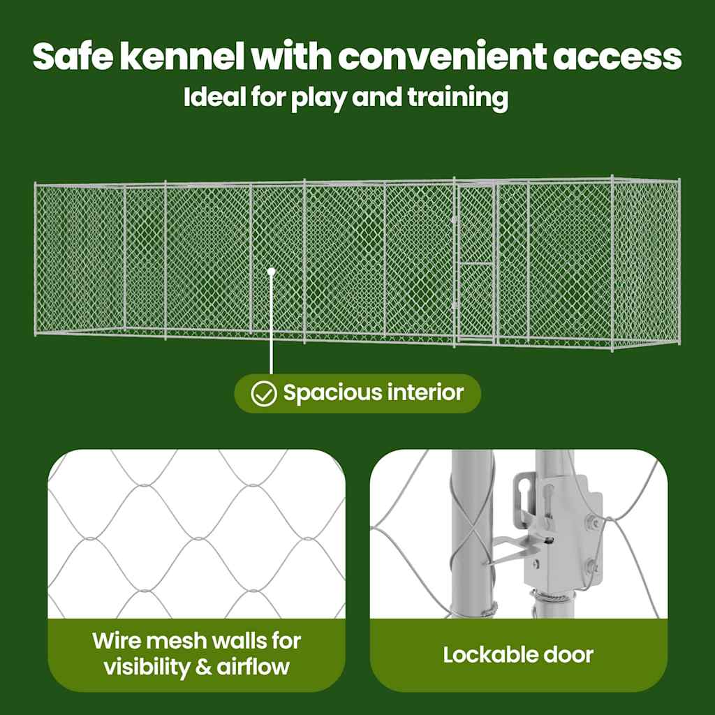 Dog Cage Silver 800 x 200 x 200 cm Galvanised Steel