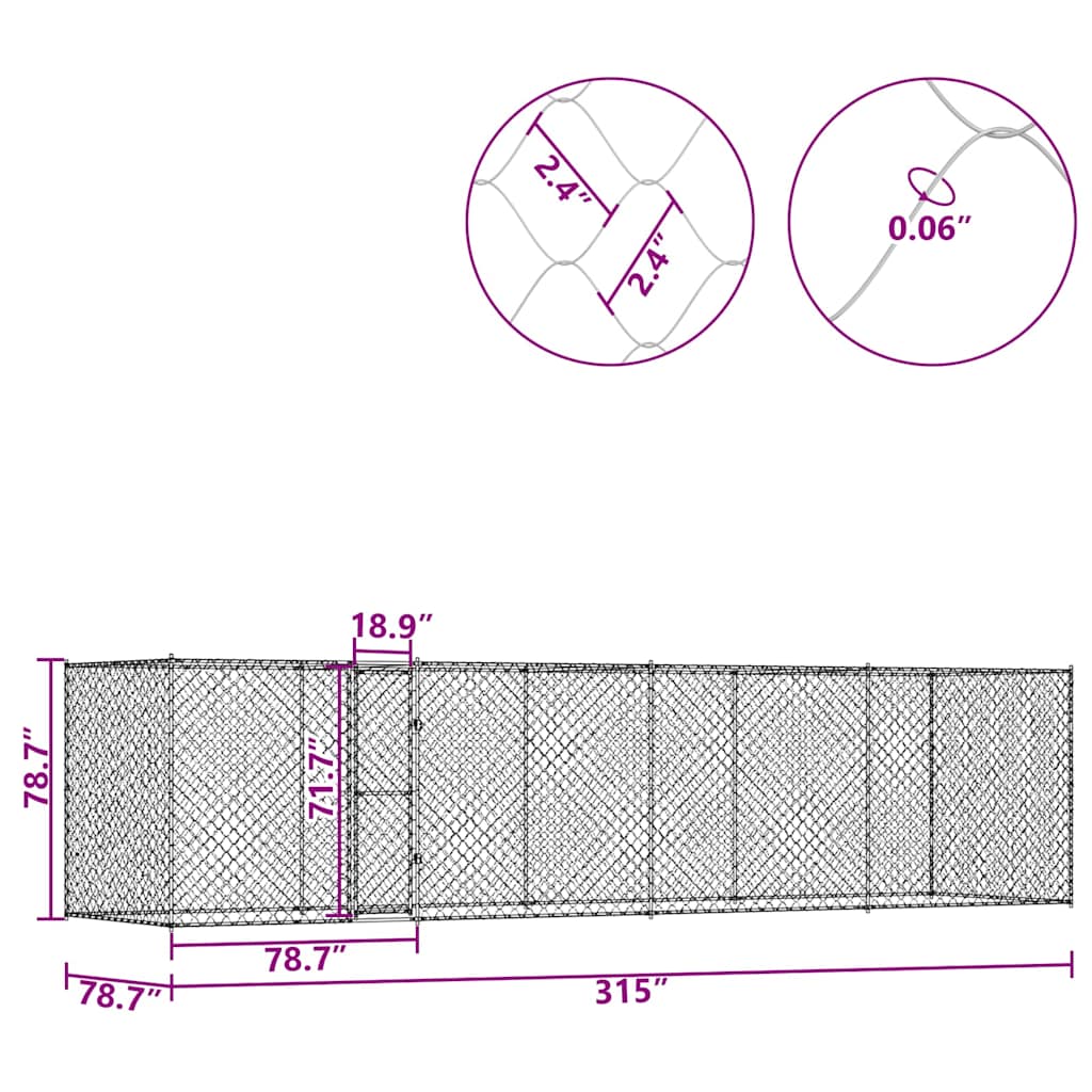 Dog Cage Silver 800 x 200 x 200 cm Galvanised Steel