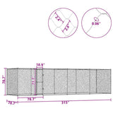 Dog Cage Silver 800 x 200 x 200 cm Galvanised Steel - Rear View