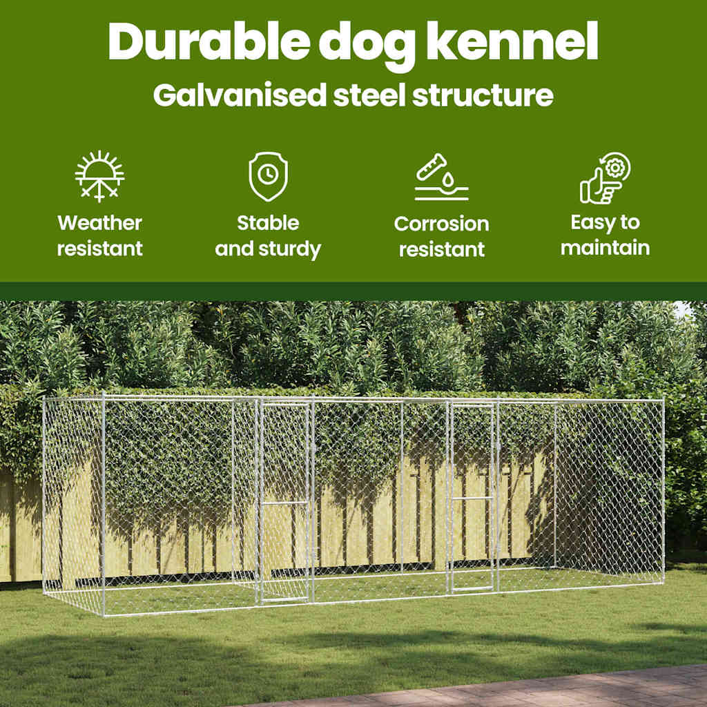 Dog Cage Silver 600 x 200 x 200 cm Galvanised Steel