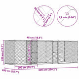Dog Cage Silver 600 x 200 x 200 cm Galvanised Steel - Extra Image