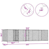 Dog Cage Silver 800 x 200 x 200 cm Galvanised Steel - Rear View