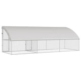 Chicken Cage 3 pcs Silver 600 x 200 x 200 cm Galvanised Steel - Rear View