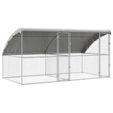 Dog Kennel 2 pcs Silver 4 x 2 x 2 m Galvanised steel