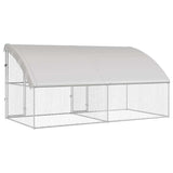 Dog Kennel 2 pcs Silver 4 x 2 x 2 m Galvanised steel - Rear View