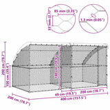 Dog Kennel 2 pcs Silver 4 x 2 x 2 m Galvanised steel - Extra Image