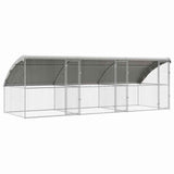 Dog Kennel 3 pcs Silver 6 x 2 x 2 m Galvanised steel - Front View