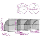 Dog Kennel 3 pcs Silver 6 x 2 x 2 m Galvanised steel - Extra Image