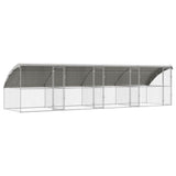 Dog Kennel 4 pcs Silver 8 x 2 x 2 m Galvanised steel - Front View