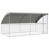 Dog Kennel 2 pcs Silver 4 x 2 x 2 m Galvanised steel - Front View