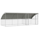 Dog Kennel 3 pcs Silver 6 x 2 x 2 m Galvanised steel - Front View