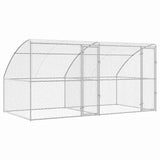 Dog Kennel 2 pcs Silver 4 x 2 x 2 m Galvanised steel - Front View