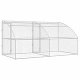Dog Kennel 2 pcs Silver 4 x 2 x 2 m Galvanised steel - Rear View