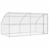 Dog Kennel 2 pcs Silver 4 x 2 x 2 m Galvanised steel - Front View