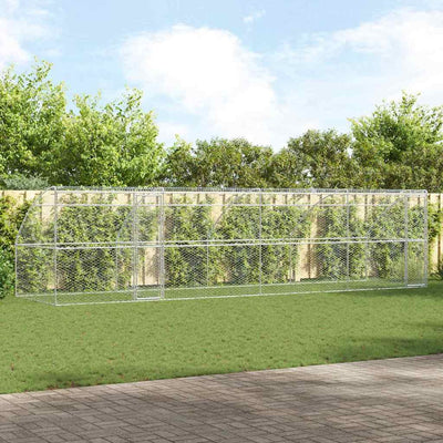 Dog Kennel 4 pcs Silver 8 x 2 x 2 m Galvanised steel